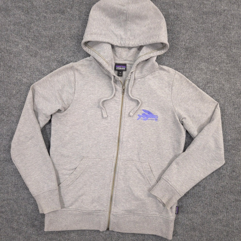 Patagonia Ahnya Hoodie Womens XS Gray Heather Full Zip Flying Fish Outdoor